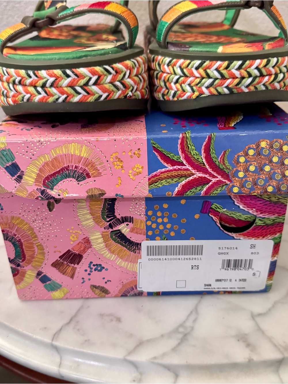 Farm Rio Toucan Raffia platform Sandals Tropical Velcro Platform,New! Brazilian - Picture 7 of 12